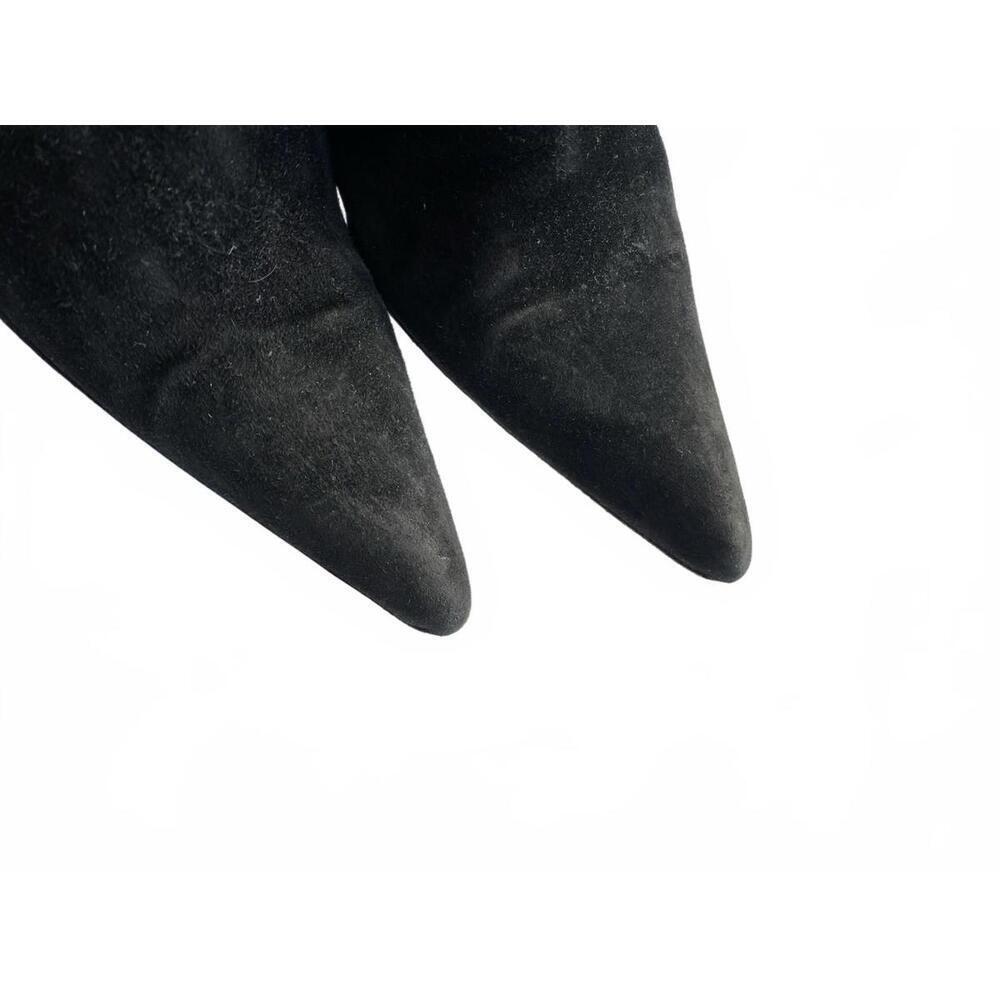Gucci Black Suede Pointed Toe Bootie Heels 7.5/37.5 Pull On - Picture 4 of 9